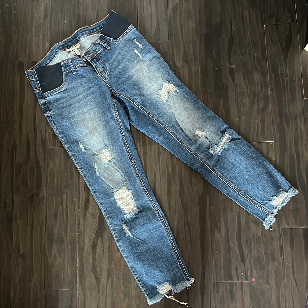 Jessica Simpson distressed maternity jeans.